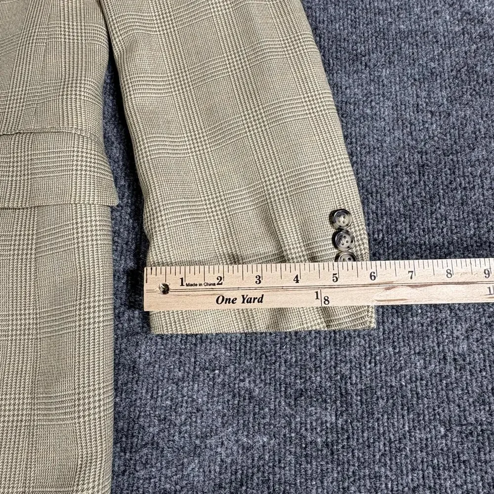 Austin Reed Blazer Mens 42L Tan Glen Plaid Sport Coat Made USA 3 Button Classic